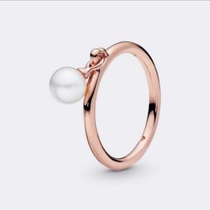 Pandora Dangling Freshwater Cultured Pearl Ring NEW